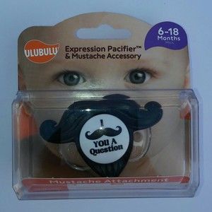 Expression Baby Soother Pacifier Black Mustache 6-18 M factory sealed Novelty